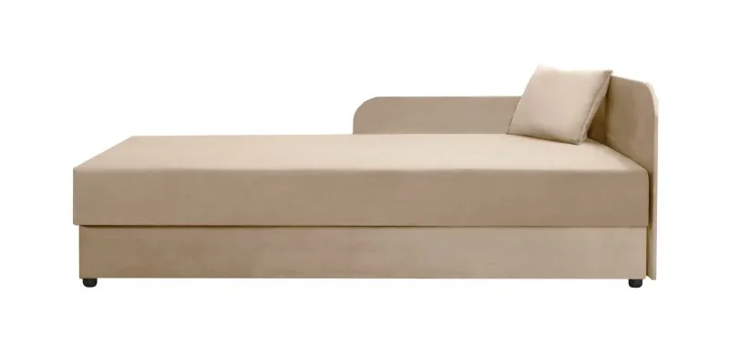 Bequemes Gästebett / Tagesbett mit genügend Stauraum Lobatos 24, Farbe: Beige, Kopfteil rechts, Liegefläche: 90 x 195 cm, inkl. Kissen, Sofa-Bett