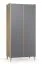 Kleiderschrank | 2 Türen | Farbe: Graphit | Drehtürenschrank | 5 Fächer | 2 Kleiderstangen | Maße: 94,5 x 60 x 204 cm | Soft-Close | inkl. LED-Beleuchtung