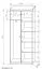 Kleiderschrank Mojokerto 24, Farbe: Walnuss / Schwarz - Abmessungen: 194 x 80 x 39 cm (H x B x T)