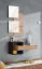 Garderobe Komplett - Set B Pollestad, 2-teilig, Farbe: Eiche Wotan / Schwarz, zwei Spiegel mit Wandpanel, eine Wandkonsole mit Schublade, modernes Design