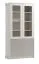 Edle Vitrine, 200 x 100 x 40 cm, mit Soft Close und Push-to-open System, Glasschrank, mit 6 Fächern, 2 Glastüren, 2 Holztüren, Fronten mit Rillenmuster