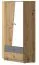 Drehtürenschrank / Eckkleiderschrank Sirte 02, Farbe: Eiche / Weiß / Grau matt - Abmessungen: 190 x 87 x 87 cm (H x B x T)