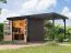 Holz Gartenhaus Anbaudach mit Trapezblechdach, nordische Fichte terragrau/anthrazit, metallverstärkte-Ecken, Doppelflügeltür Zylinderschloss, 5,05 m²