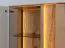 Vitrine Sienne 11 aus Massivholz Wildeiche, 140 x 85 x 37 cm, Holz geölt und gebürstet, 3 Türen, 6 Böden, 8 Fächer, push-to-open, inkl. LED-Beleuchtung