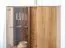 Vitrine Sienne 11 aus Massivholz Wildeiche, 140 x 85 x 37 cm, Holz geölt und gebürstet, 3 Türen, 6 Böden, 8 Fächer, push-to-open, inkl. LED-Beleuchtung