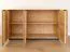 Kommode Rania 05 mit 84 x 154 x 39 cm, Eiche Natur, Massivholz, geölt, 3 Türen, 4 Fächer, 2 Einlegeböden, Soft Closing System, schwarze Griffe aus Metall