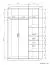 Garderobenschrank mit Spiegel, Farbe: Erle - Abmessungen: 220 x 130 x 55 cm (H x B x T)