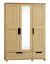 Kleiderschrank | 3 Drehtüren | 2 Schubladen | 4 Fächer | mit Kleiderstange | 120 cm breit | Massivholz | Farbe: Natur Abbildung