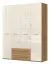 182 cm breiter Kleiderschrank mit 4 Türen, 9 Fächern und 2 Schubladen | Farbe: Beige | Tiefe: 56 cm Abbildung