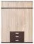 Kleiderschrank | 4 Drehtüren | 3 Schubladen | 6 Fächer | mit 2 Kleiderstangen | 180 cm breit | Farbe: Sonoma Eiche Abbildung