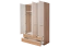 Drehtürenschrank / Kleiderschrank Gataivai 02, Farbe: Beige Hochglanz / Walnuss - 224 x 137 x 57 cm (H x B x T)