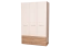 Drehtürenschrank / Kleiderschrank Gataivai 02, Farbe: Beige Hochglanz / Walnuss - 224 x 137 x 57 cm (H x B x T)