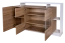 Kommode Gafsa 02, Farbe: Weiß / Eiche - 94 x 155 x 30/44 (H x B x T)