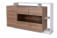 Kommode Gafsa 02, Farbe: Weiß / Eiche - 94 x 155 x 30/44 (H x B x T)