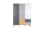 Jugendzimmer - Drehtürenschrank / Kleiderschrank Syrina 05, Farbe: Weiß / Grau / Eiche - Abmessungen: 202 x 153 x 55 cm (H x B x T)