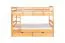 Etagenbett 90 x 200 cm für Erwachsene "Easy Premium Line" K17/n inkl. 2 Schubladen und 2 Abdeckblenden, Buche Massivholz Natur lackiert, teilbar