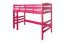 Hochbett 90 x 200 cm für Erwachsene, "Easy Premium Line" K22/n, Buche Massivholz rosa lackiert, teilbar